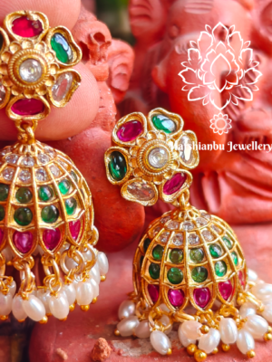 Ruby emerald bell jhumkha