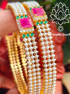 Ruby emerald pearl bangles