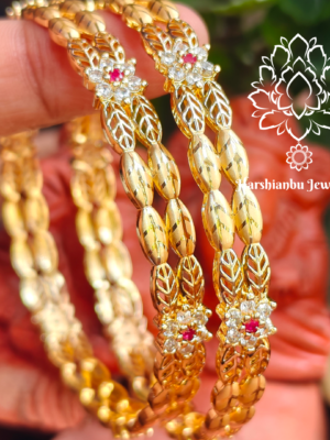 Leaf ruby gold forming bangles