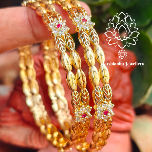 Leaf ruby gold forming bangles