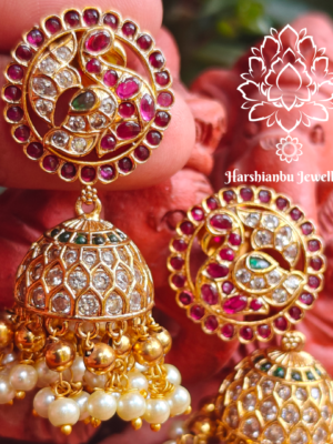 Swan jhumkha ruby white