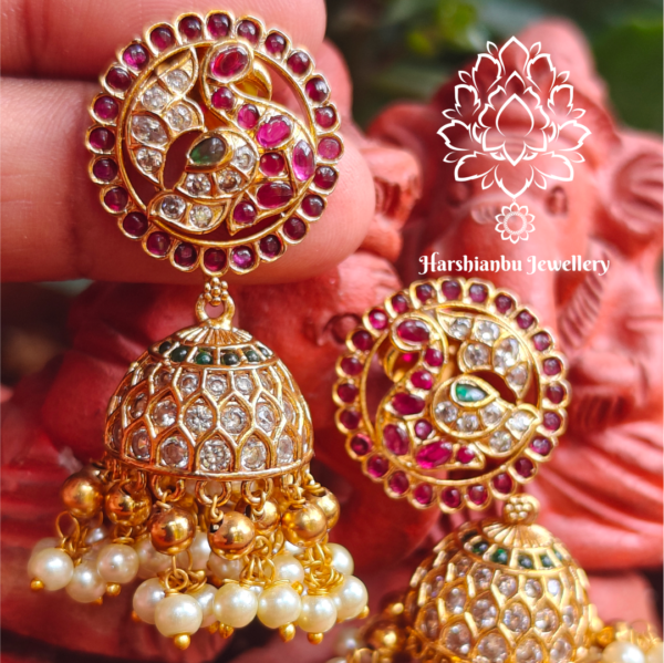 Swan jhumkha ruby white