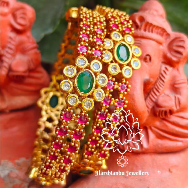 Ruby emerald flower bangles