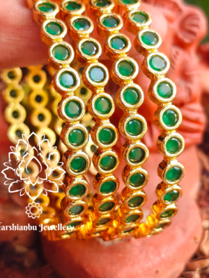 Emerald round stone bangles