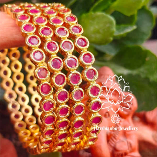 Ruby round stone bangles