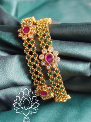 Emerald floral bangles