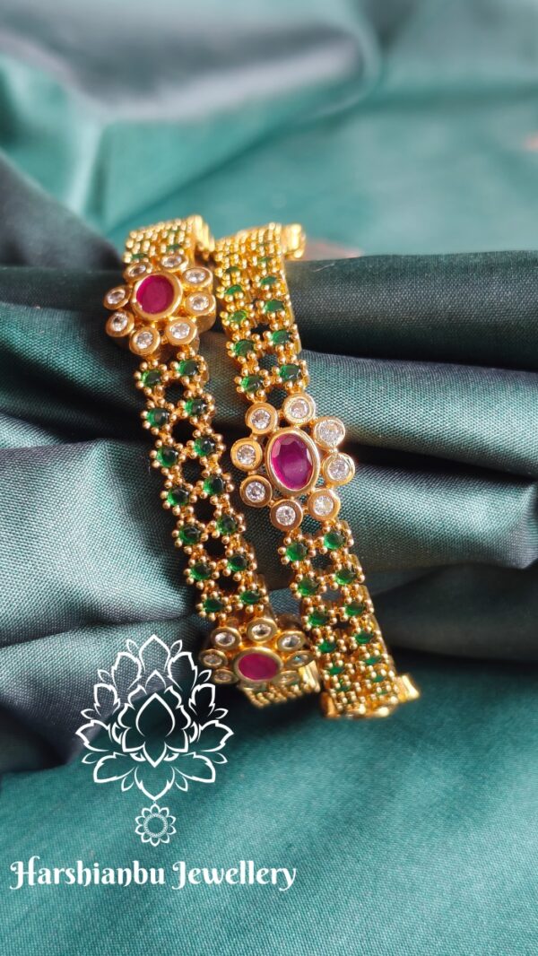 Emerald floral bangles