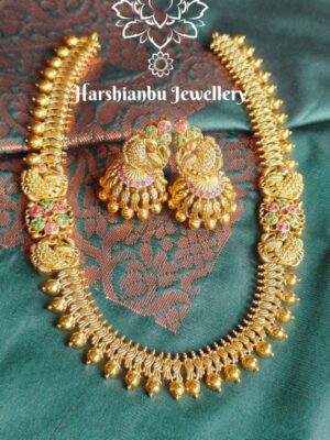 Double side padhakam necklace (Ruby green white)