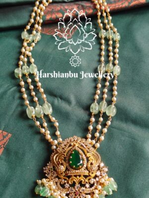 Blue three line muthu malai with pendant