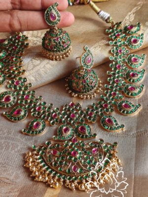 Bridal mango necklace ~ Aishwaryam (Ruby Green)