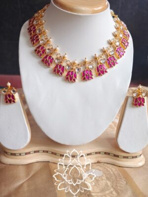 Lotus Jadau Necklace with lotus studs