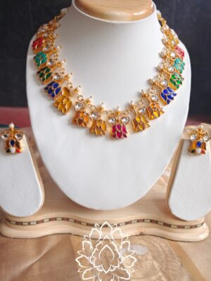 Lotus Jadau Necklace with lotus studs