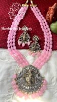 Krishna victorian pendant three line mala (Pink)