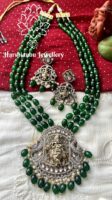 Krishna victorian pendant three line mala (Green)