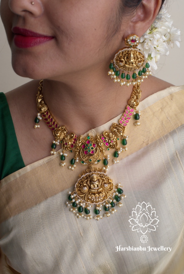 Jadau lakshmi necklace set