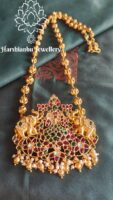 Gajalakshmi pendant with lotus chain