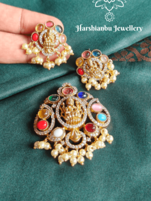 Lakshmi navratna pendant set