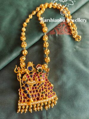 Shiv parvati pendant with lotus chain