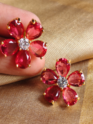 Ruby flower stud