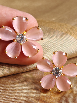 Pink flower stud