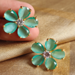 Sea green flower stud