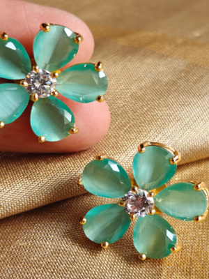 Sea green flower stud