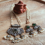 Rice pearls victorian pendant set