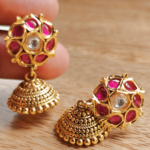 Amirtham kundan mini jhumkhas  (Ruby white kundan)