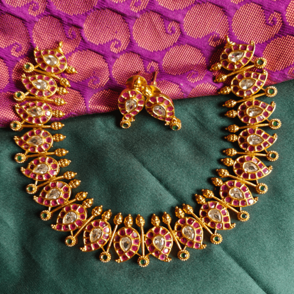 Mango ruby emerald necklace