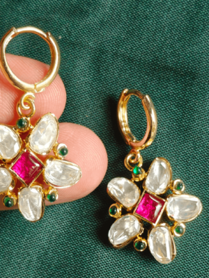 Kundan ruby earrings