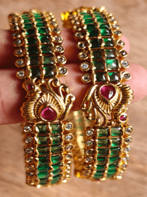 Peacock emerald kada bangles