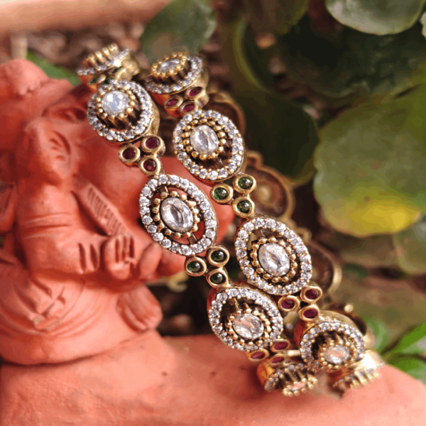 Ruby green white victorian bangles