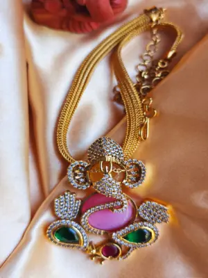 Ganesha multicolor stone pendant with chain