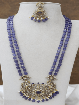 Victorian pendant set with purple beads