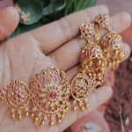 Chakra flower jhumkha set (Ruby white)