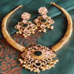 Pink stone kanti necklace set