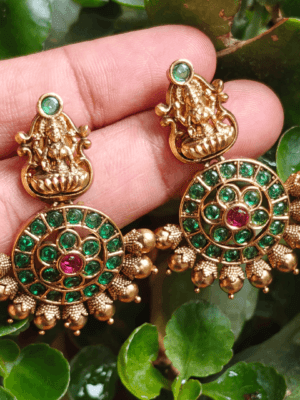 Lakshmi antique earrings (green)