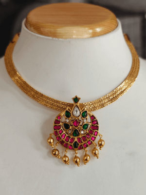 Amirtham attigai necklace (Ruby Jadau)