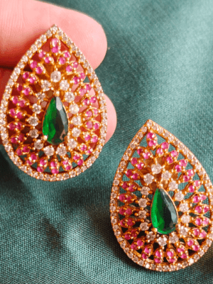 Tilak american diamond stud (Ruby green)