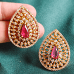 Tilak american diamond stud (Ruby white)