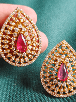 Tilak american diamond stud (Ruby white)