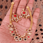 Navratna antique choker with pearls cluster