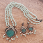 Tilak victorian pendant set with mint green beads