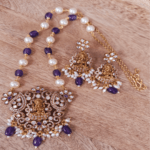 Lakshmi kundan beaded jewellery (Purple)