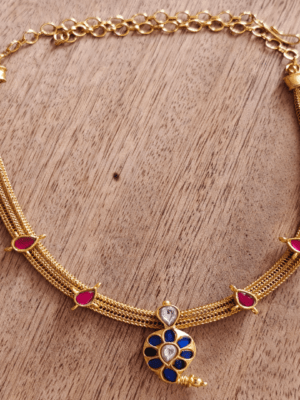 Maanga kundan necklace (Blue)