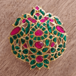 Double annam jadau pendant (Green combination)