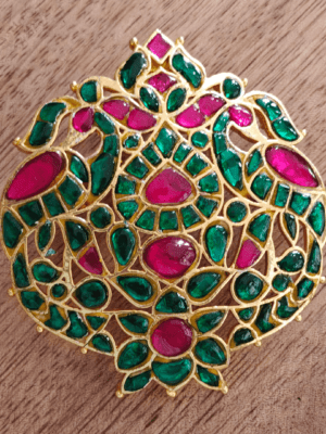 Double annam jadau pendant (Green combination)