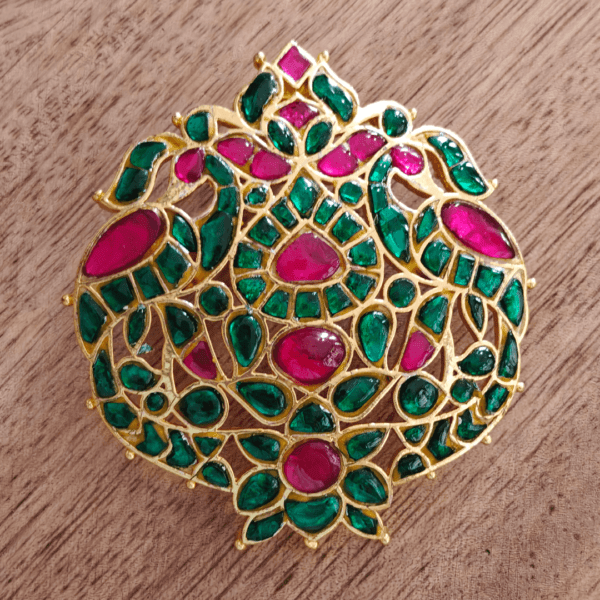 Double annam jadau pendant (Green combination)