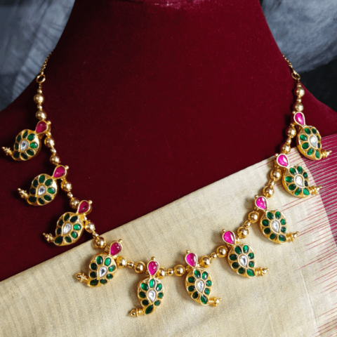 Pre Order - Maanga necklace in kundan jadau (Silver replica)