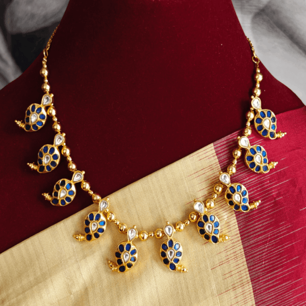 Maanga necklace in kundan jadau (Blue)